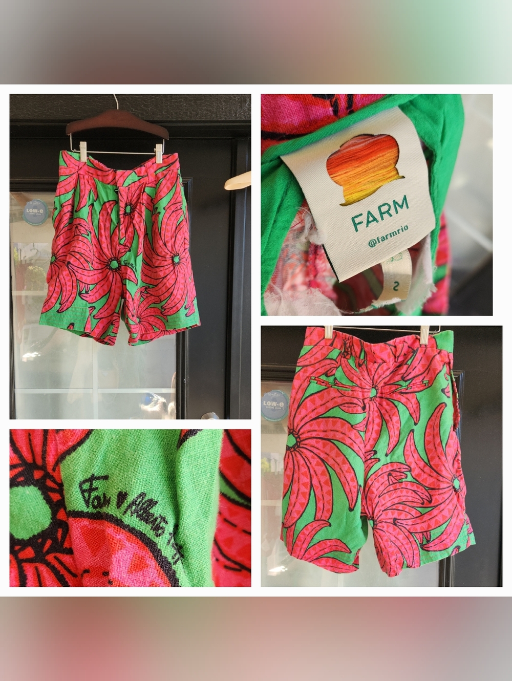 FARM Rio Pink and Green Tropical Floral Shorts
